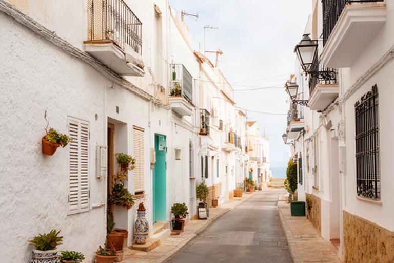 Calle tranquila de Adra, Andalucía, cerca del taller artesanal de velas